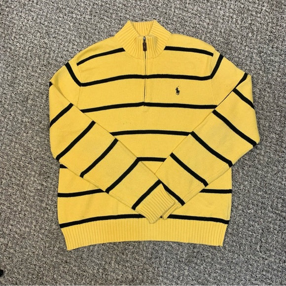 Polo Ralph Lauren Other - Polo Ralph Lauren VTG Quarter Zip Pullover Striped Cotton Sweater